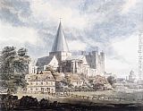 Thomas Girtin Wall Art - Rochester Cathedral and Castle, from the North-East